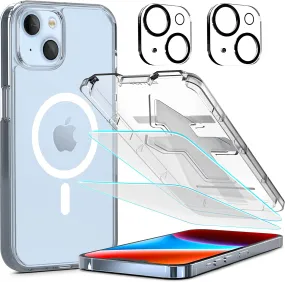 Power Theory [5 in 1] Designed for iPhone 14 Clear Case with Screen Protectors, Lens Protectors and Easy Install Kit [Compatible with Magsafe]…