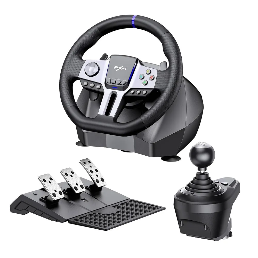 PXN V9 Gen2 PC Driving Wheel, 900 Degree Vibration Racing Steering Wheel Set with Clutch and Shifter for PC, PS3, PS4, Xbox one/Xbox Series S&X, Switch