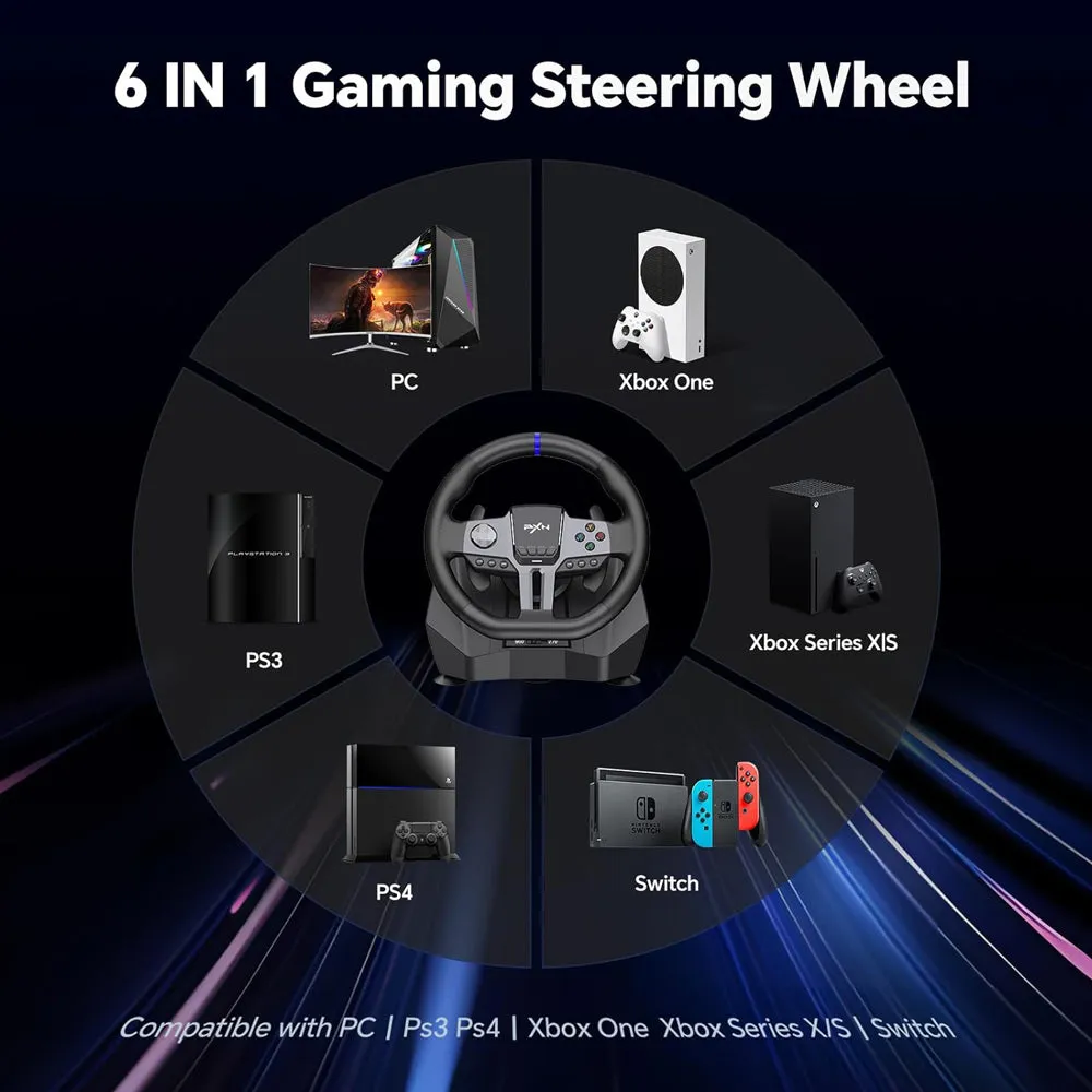 PXN V9 Gen2 PC Driving Wheel, 900 Degree Vibration Racing Steering Wheel Set with Clutch and Shifter for PC, PS3, PS4, Xbox one/Xbox Series S&X, Switch