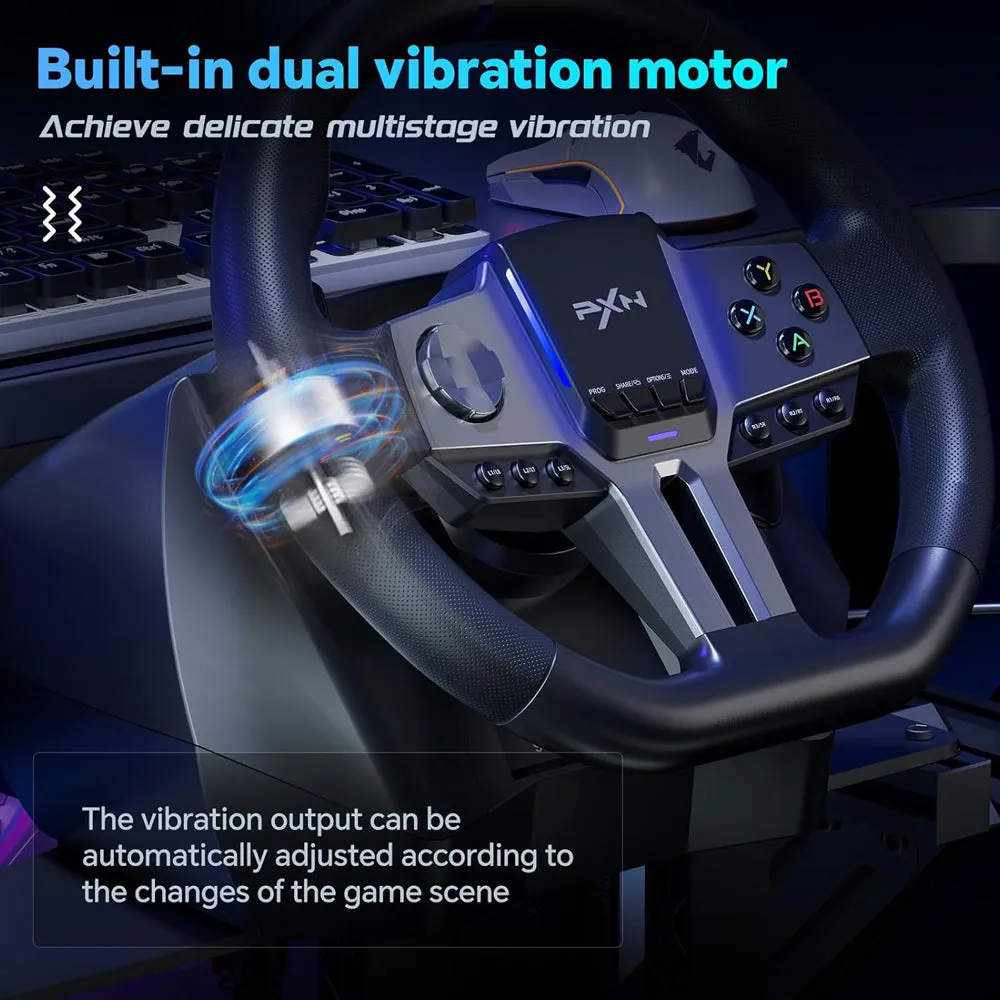 PXN V9 Gen2 PC Driving Wheel, 900 Degree Vibration Racing Steering Wheel Set with Clutch and Shifter for PC, PS3, PS4, Xbox one/Xbox Series S&X, Switch
