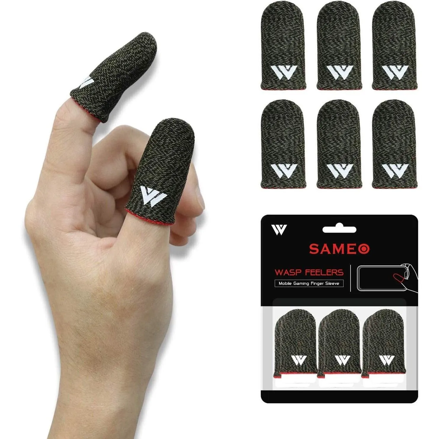 SAMEO Gaming Finger Sleeves for Mobile Game Controllers (Pack of 3 Pair) Anti-Sweat Breathable Seamless Thumb Finger Sleeve for League of Legend, PUBG, Rules of Survival, Knives Out (Gray)