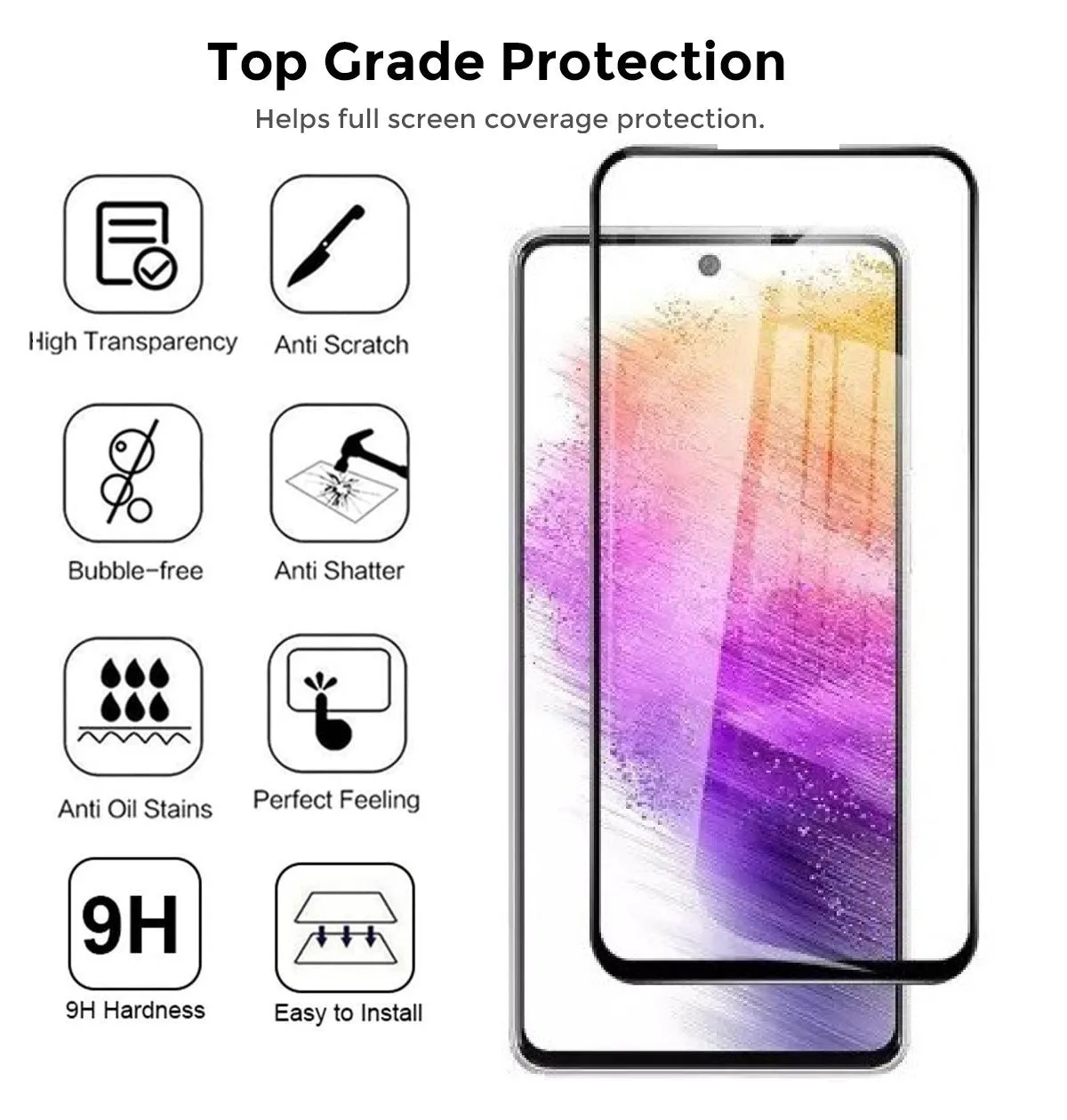 Samsung Galaxy A73 5G Screen Protector | Tempered Glass | 2 Pack - Black