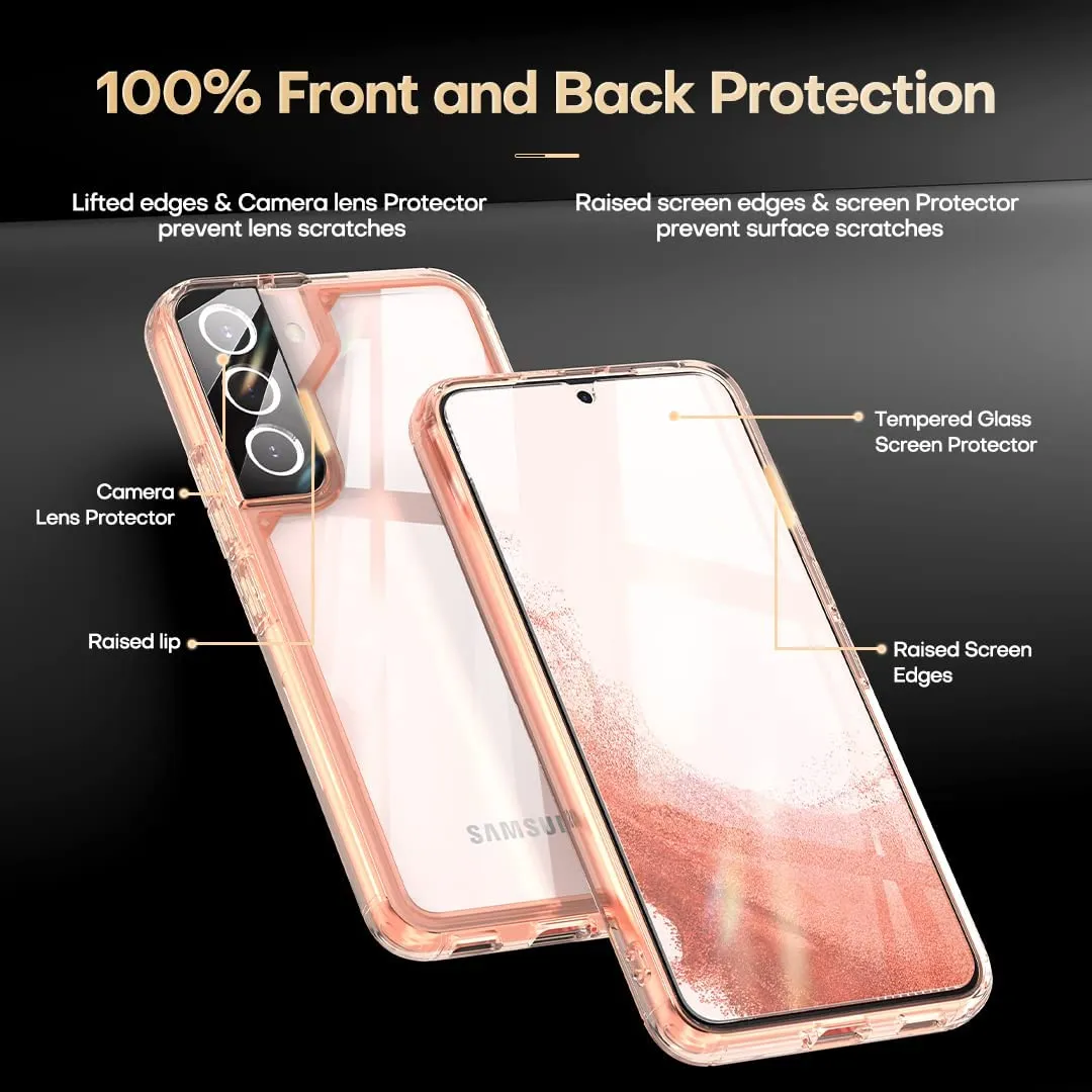 Samsung Galaxy S22 Case 5G 6.1 Inch 2 Pack Tempered Glass Cover