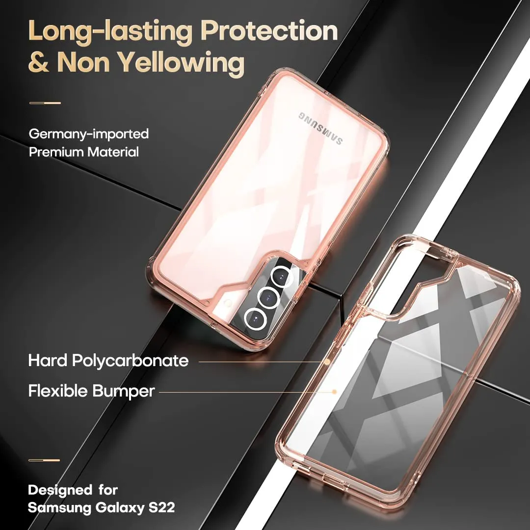 Samsung Galaxy S22 Case 5G 6.1 Inch 2 Pack Tempered Glass Cover