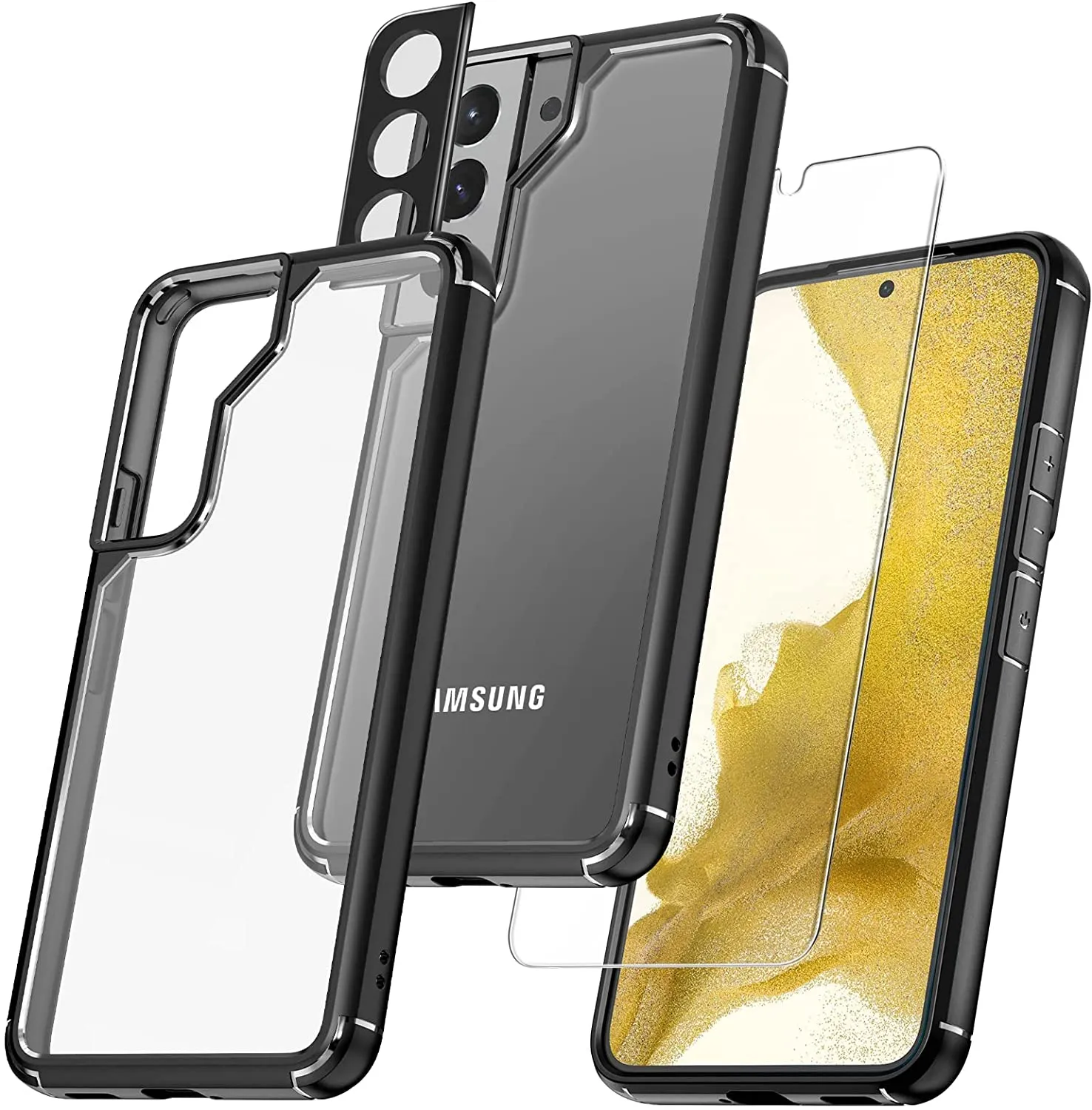 Samsung Galaxy S22 Case 5G 6.1 Inch 2 Pack Tempered Glass Cover