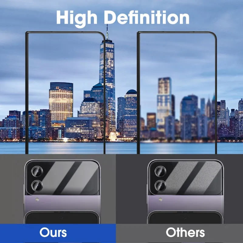 Screen Protectors Tempered Glass Lens Cover Film For Samsung Galaxy Z Flip 4 5G Full Cover
