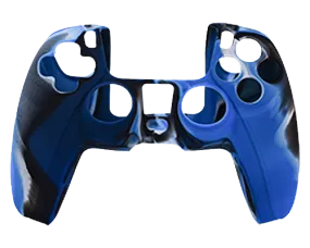 Silicone Cover For PS5 Controller Case Skin - Blue/Black Swirls