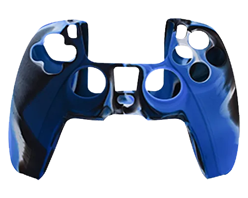 Silicone Cover For PS5 Controller Case Skin - Blue/Black Swirls