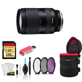 Tamron 28-200mm for Sony E f/2.8-5.6 Di III RXD Lens with 128GB Memory Card   Padded Case (International Model) Bundle