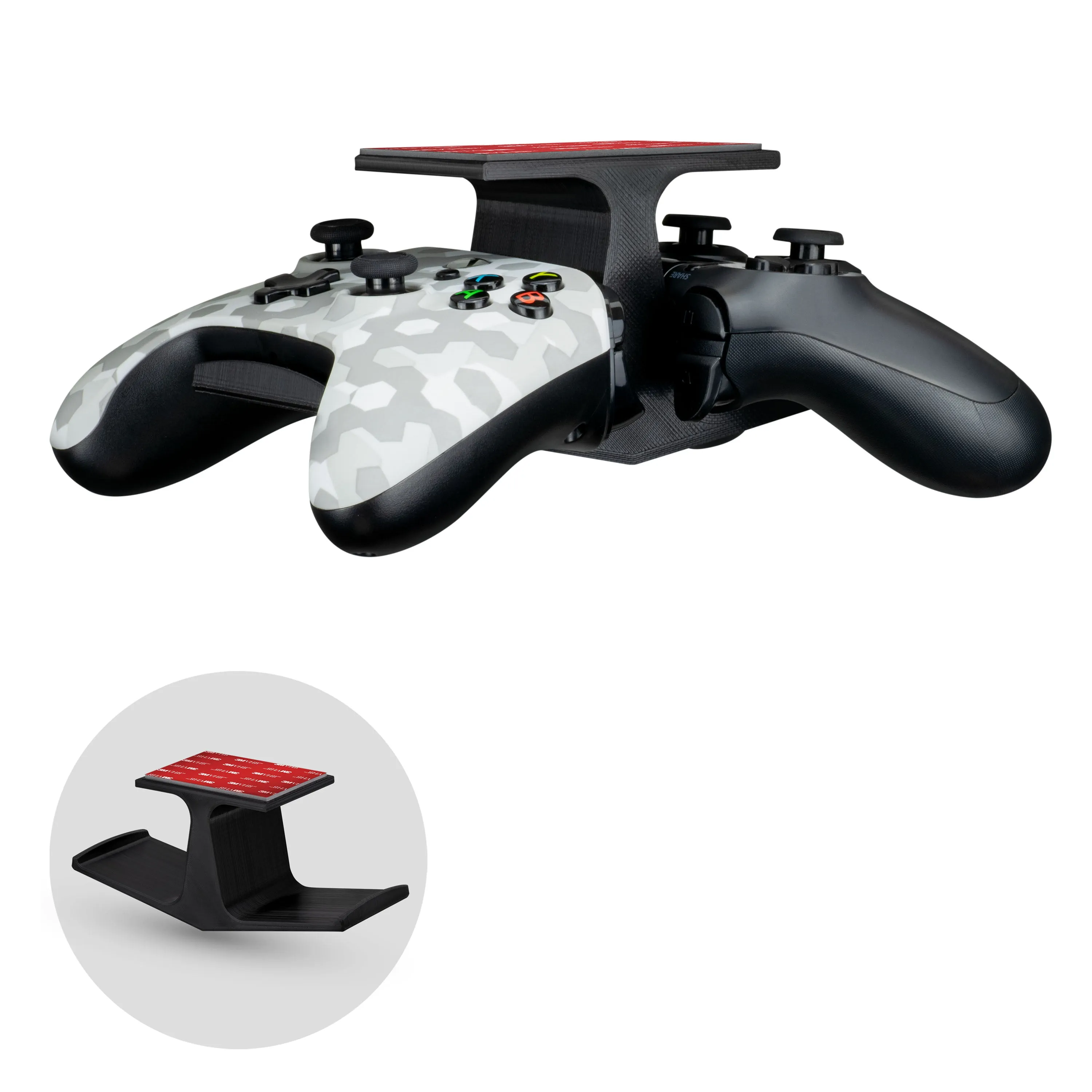 The Dock - Dual Under Desk Game Controller Hanger for Xbox, PS5/PS4, Universal Mount, No Mess & Easy to Install