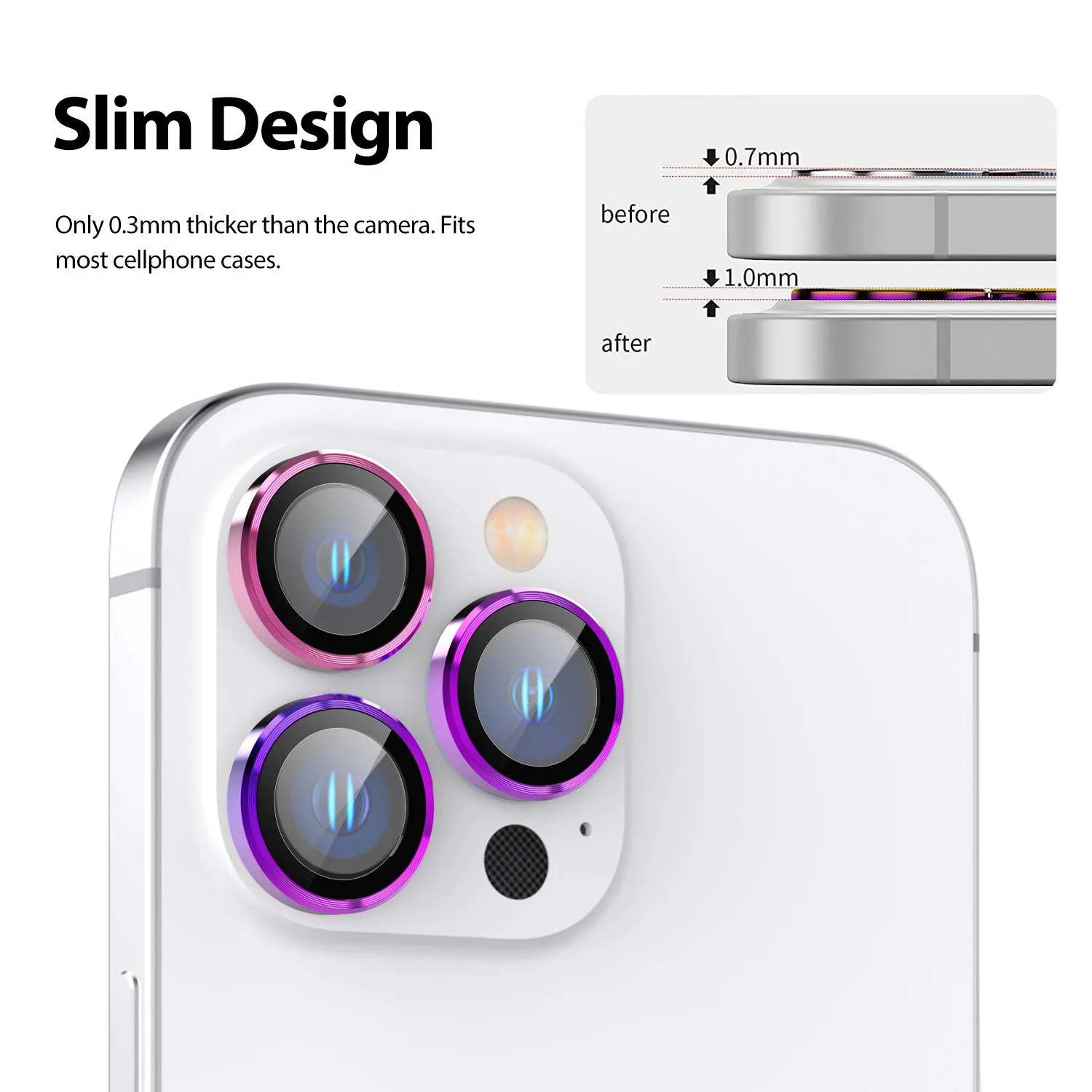 Tough On iPhone 14 Pro / Pro Max Rear Camera Lens Iridescent