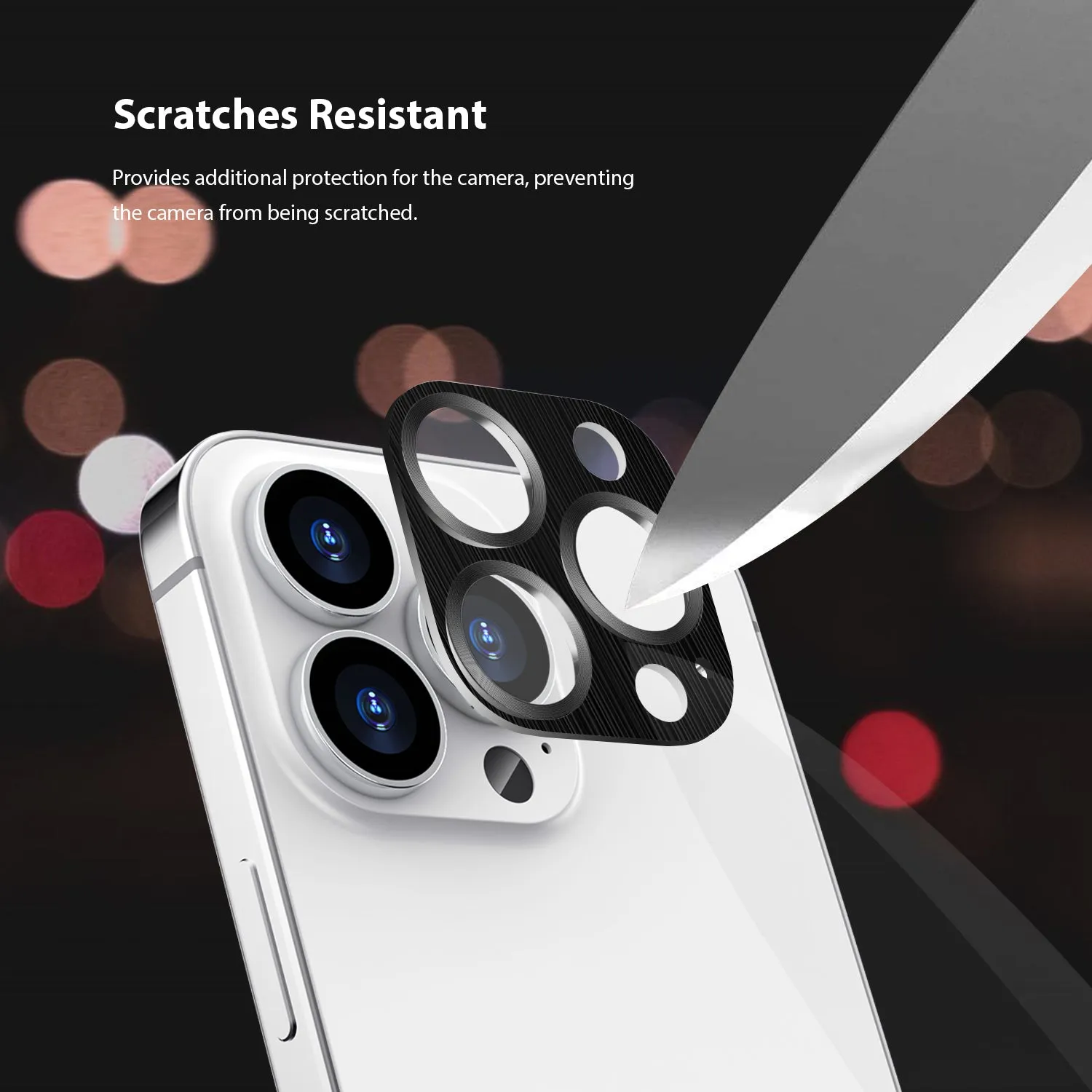 Tough On iPhone 15 Pro Camera Protector Metal Tempered Glass Black