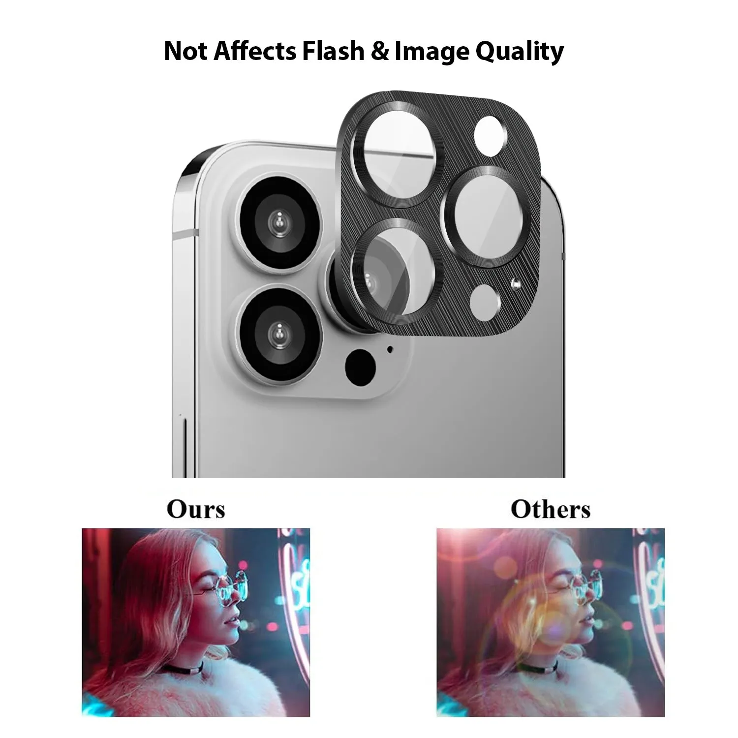 Tough On iPhone 15 Pro Camera Protector Metal Tempered Glass Black