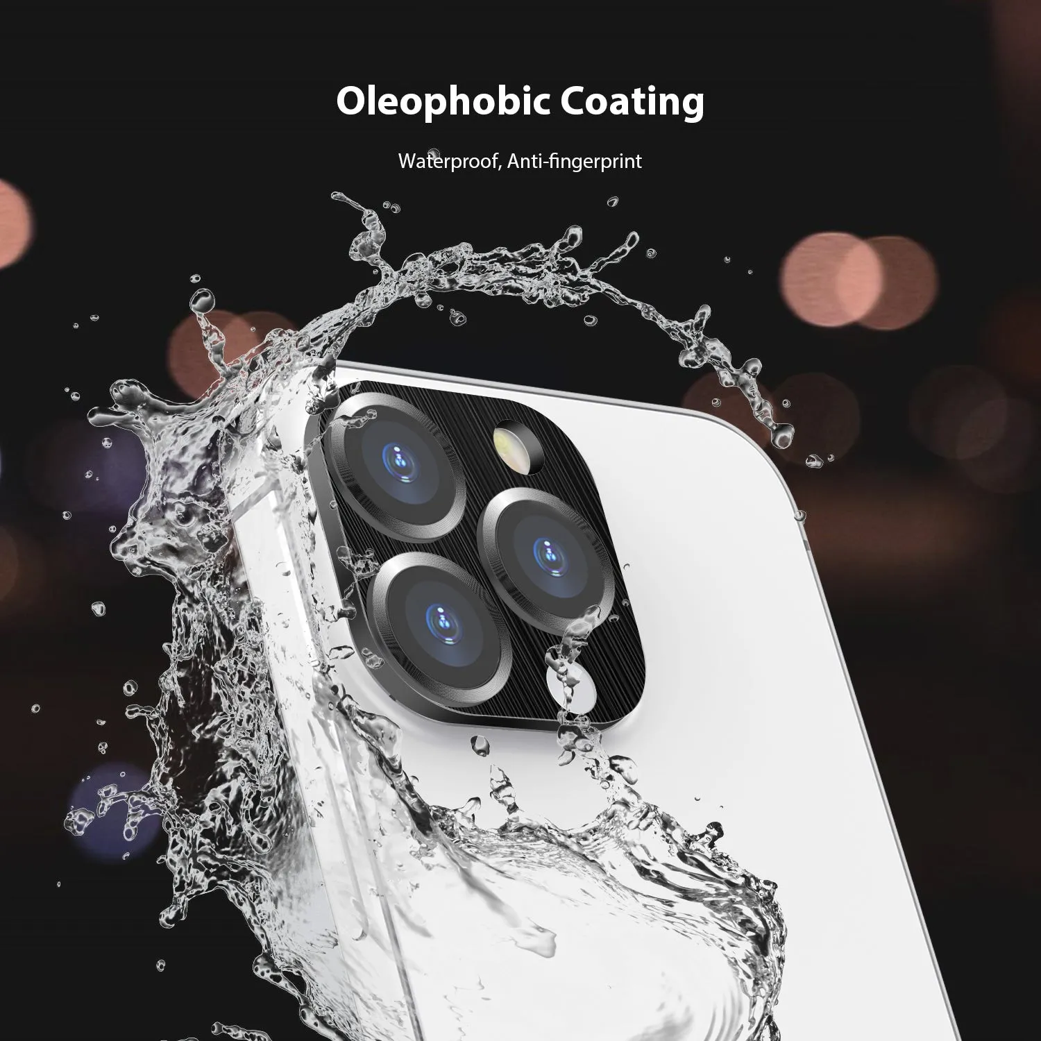 Tough On iPhone 15 Pro Camera Protector Metal Tempered Glass Black