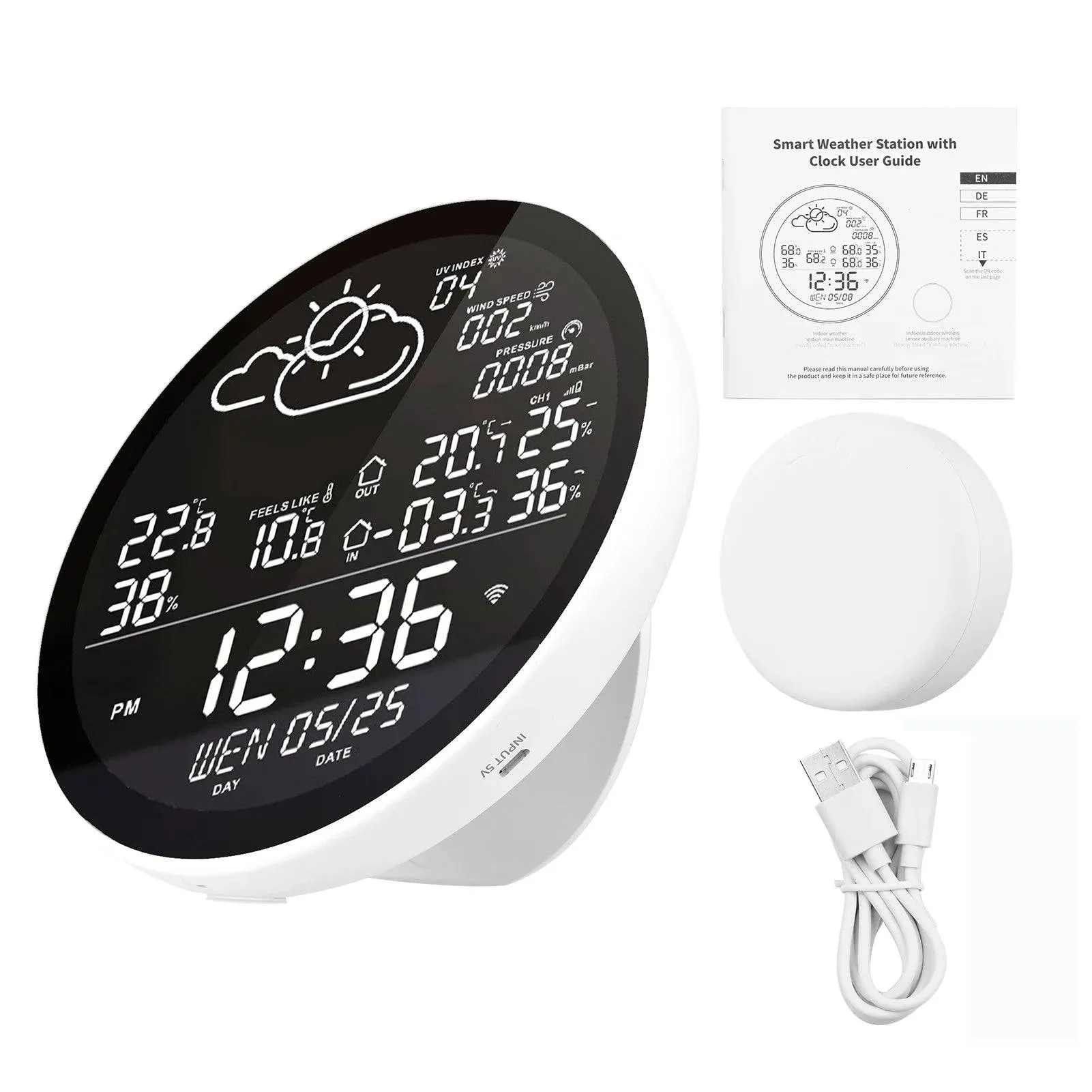Tuya Wifi Weather Station Color Digital Display Weather Forecast Table Clock Outdoor Indoor Temperature Tester Hygrometer