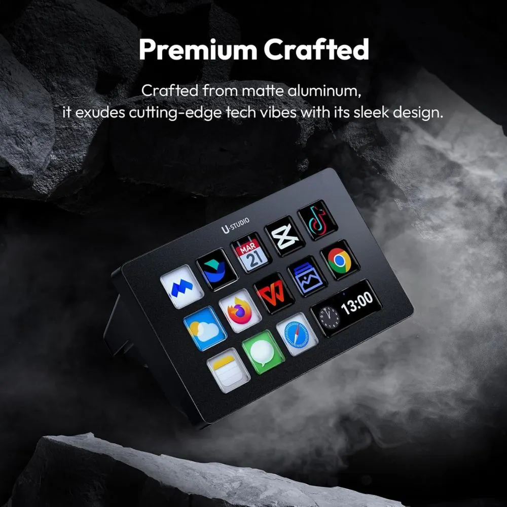 Ulanzi U-Studio D200 Stream Deck Controller with 13 Customizable LCD Keys, USB Type C Port, One Click Configuration via App, Plug and Play for PC Desktop Computer