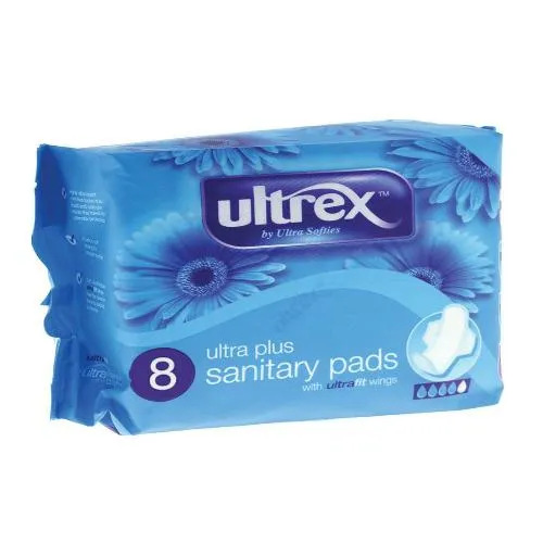 Ultrex Ultra Plus Sanitary Pads with Wings 8 Pack - Case of 12