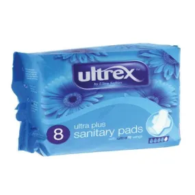 Ultrex Ultra Plus Sanitary Pads with Wings 8 Pack - Case of 12