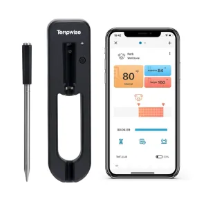 Wireless Smart Meat Thermometer, Bluetooth 98ft Range, Dual Sensors, IP67 Waterproof, Food-Grade, Ideal for Grill, BBQ, and Oven Cooking