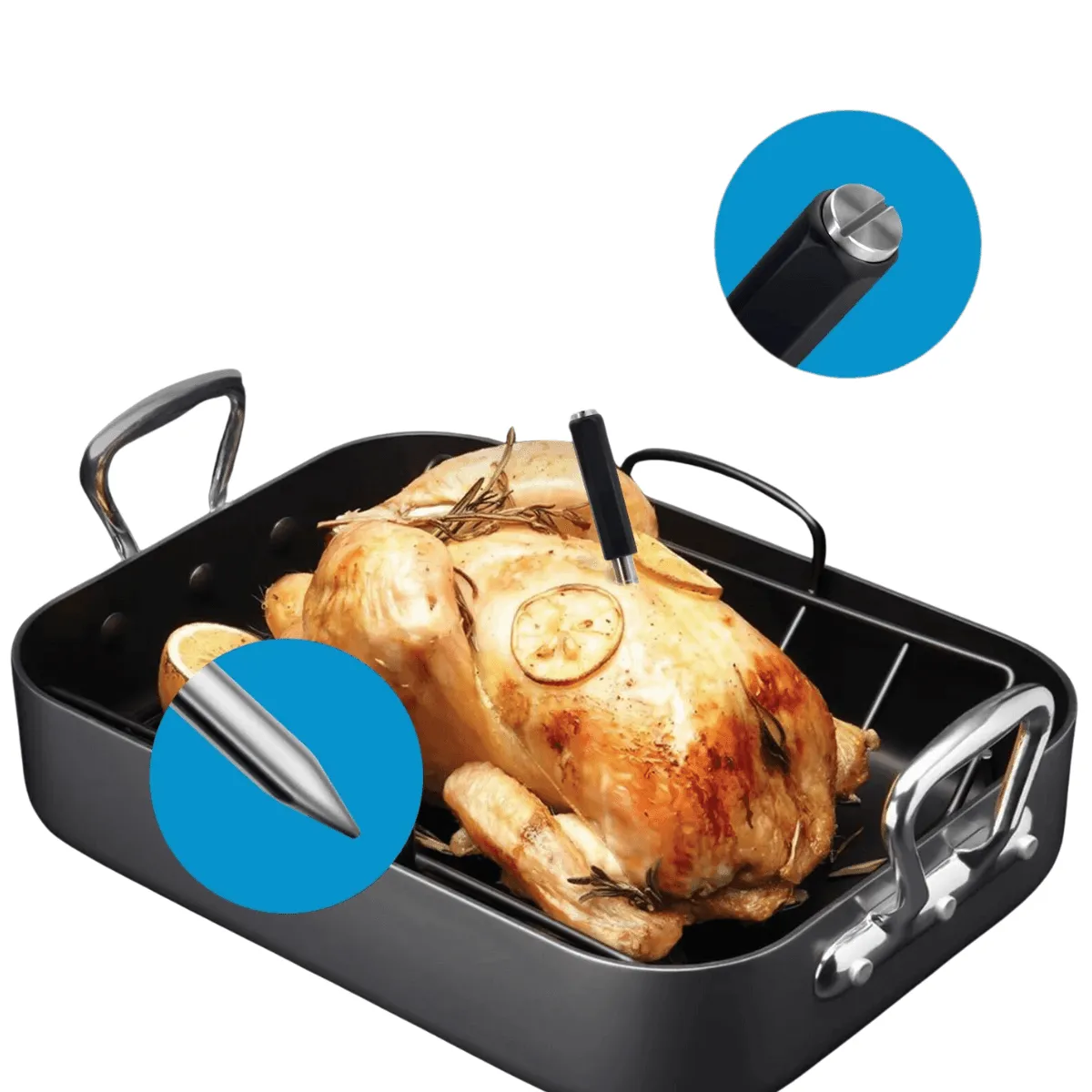 Wireless Smart Meat Thermometer, Bluetooth 98ft Range, Dual Sensors, IP67 Waterproof, Food-Grade, Ideal for Grill, BBQ, and Oven Cooking