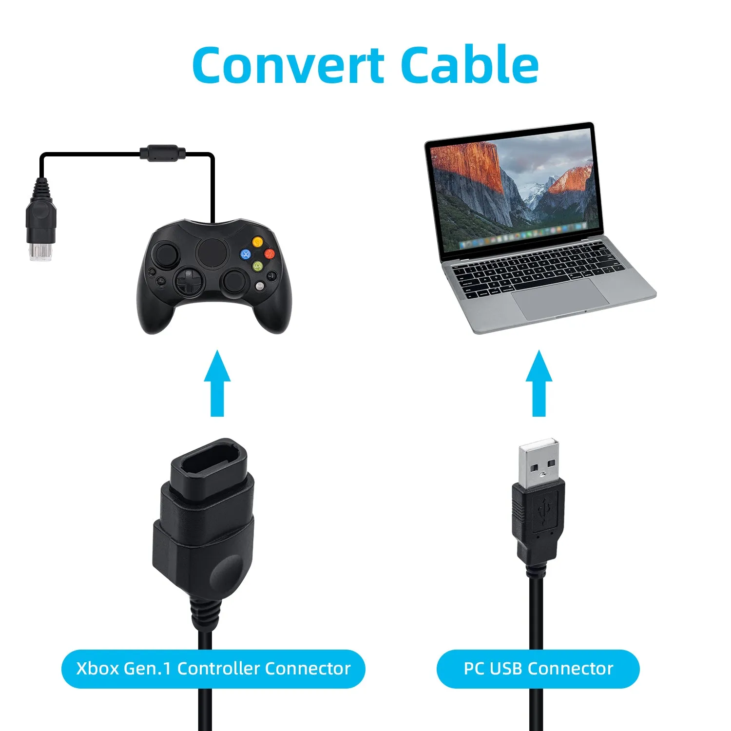 Xbox Gen. 1 Controller Gamepad To PC USB Convert Cable