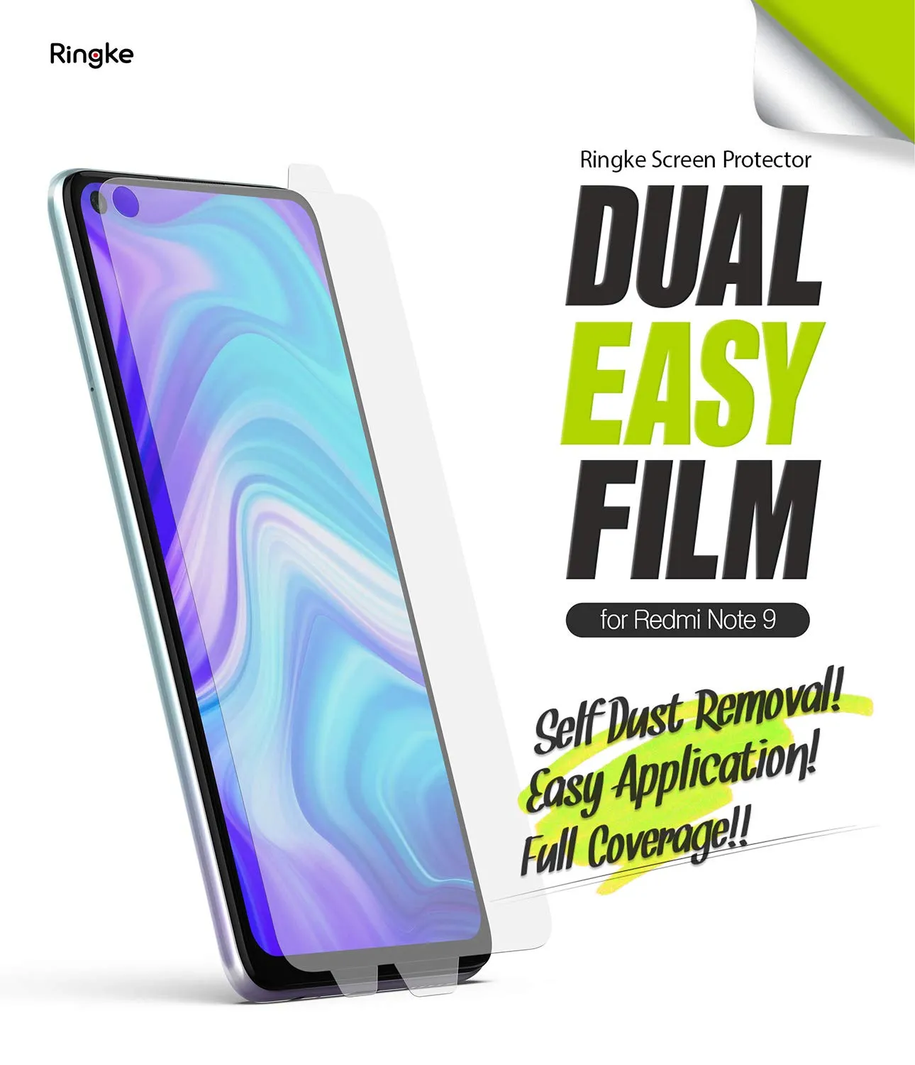 Xiaomi Redmi Note 9 Screen Protector Film| Dual Easy Full - 2 pack